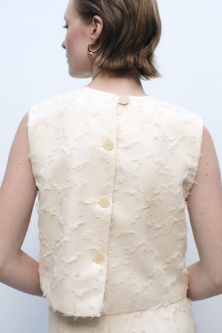 Crop top texturé - Blanc cassé
