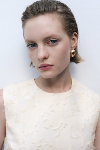 Crop top texturé - Blanc cassé