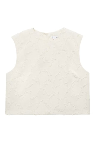 Crop top texturé - Blanc cassé