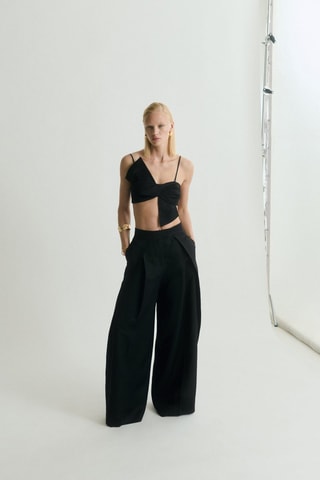 Crop top imprimé nœud - Noir