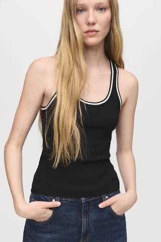 Top maille détails contrastants - Noir