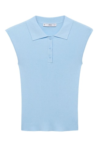 Top maille col polo - Bleu