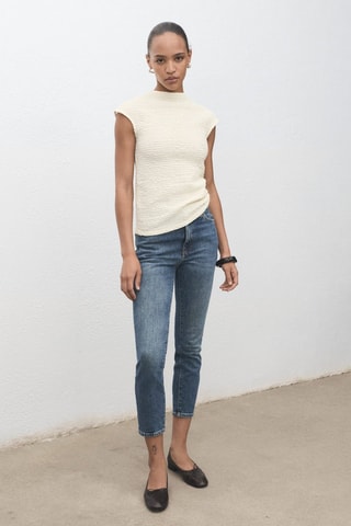 Top coton texturé - Blanc cassé