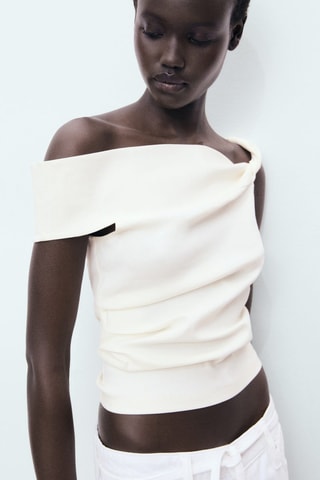 Haut bustier asymétrique - Écru