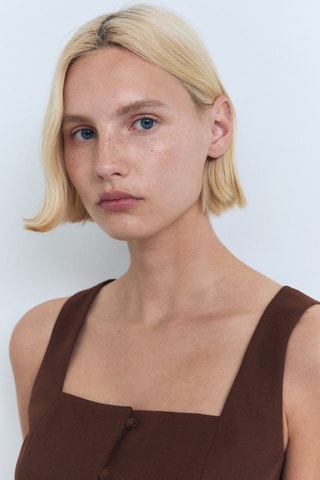 Top coton boutons - Marron