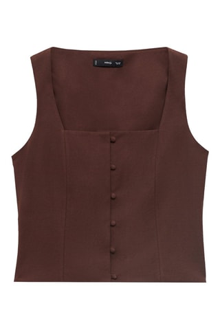 Top coton boutons - Marron
