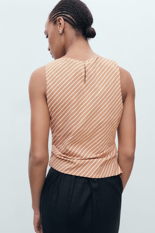 Top en coton asymétrique à rayures - Marron