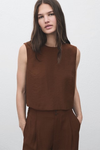 Top crop boutons - Marron