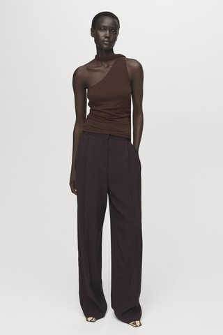 Top asymétrique foulard - Marron