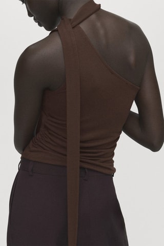 Top asymétrique foulard - Marron