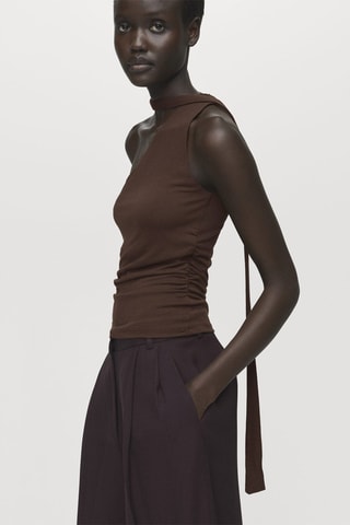 Top asymétrique foulard - Marron