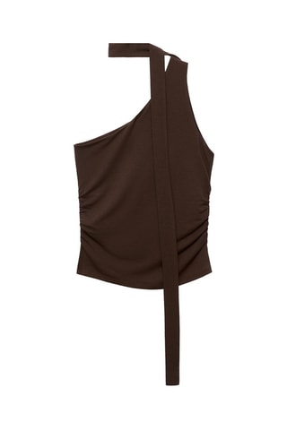 Top asymétrique foulard - Marron