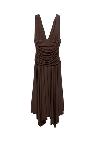 Robe longue motif combiné - Marron