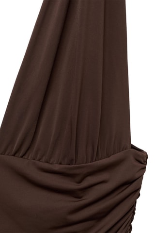 Robe longue motif combiné - Marron