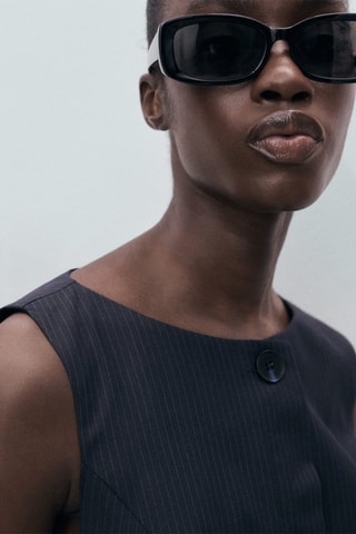 Robe à rayures tennis avec boutons dissimulés - Bleu marine