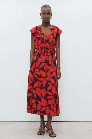 Robe longue imprimée - Rouge
