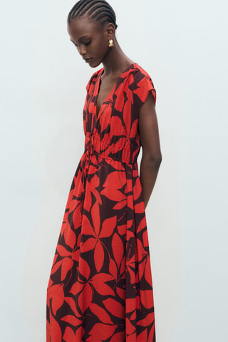 Robe longue imprimée - Rouge
