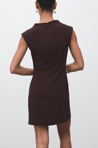 Robe froncée avec col drapé - Marron