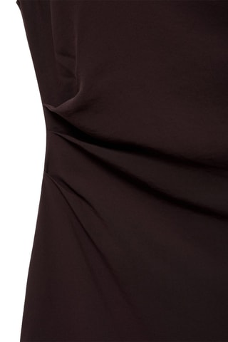 Robe froncée avec col drapé - Marron