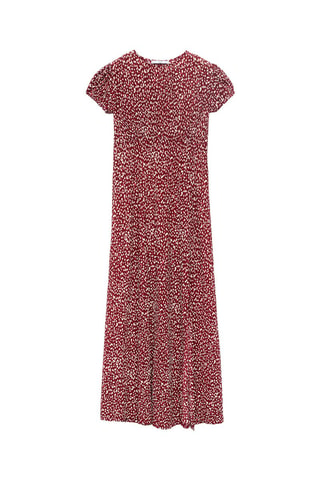 Robe imprimée fente latérale - Bordeaux