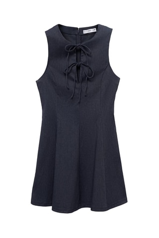 Robe effet denim nœuds - Bleu