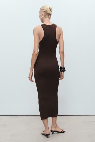 Robe maille emmanchures américaines - Marron
