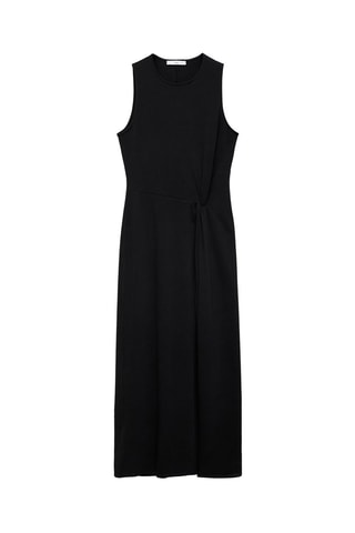Robe midi en coton froncé - Noir