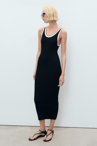 Robe maille détails contrastants - Noir