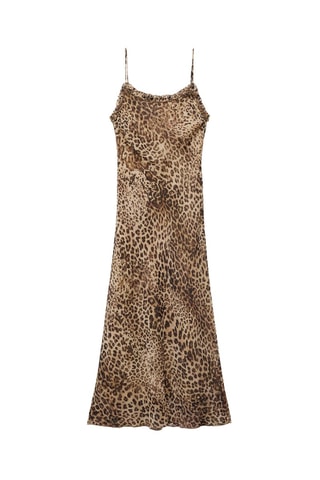 Robe midi léopard - Écru