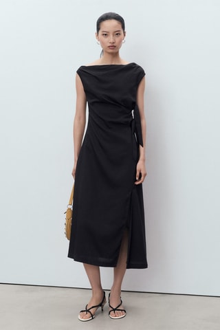 Robe asymétrique nœuds - Bleu marine