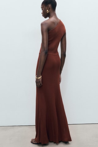 Robe maille combiné asymétrique - Rouge