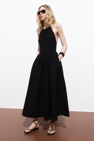 Robe à emmanchures américaines dos croisé - Noir