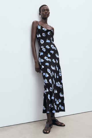 Robe midi encolure drapée - Noir
