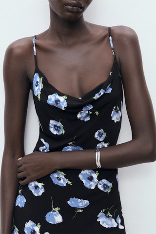 Robe midi encolure drapée - Noir