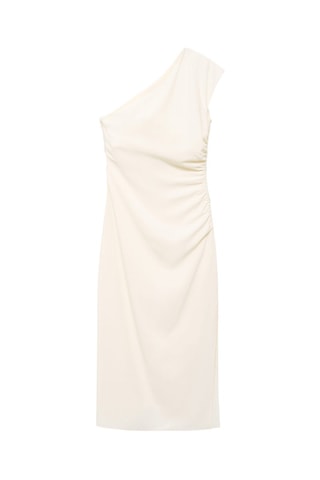 Robe asymétrique froncée - Blanc cassé