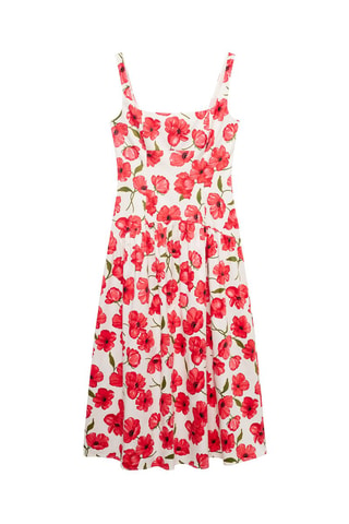 Robe coton évasée - Blanc cassé