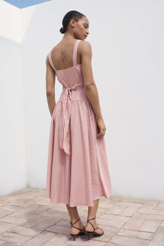 Robe cache-cœur à rayures - Rose