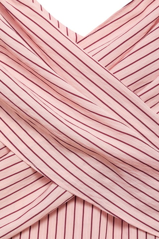 Robe cache-cœur à rayures - Rose
