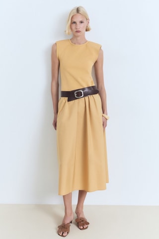 Robe midi tissu combiné - Orange
