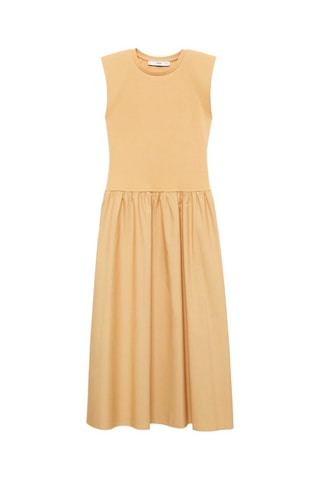 Robe midi tissu combiné - Orange