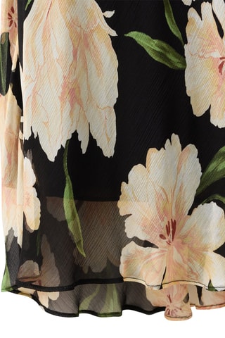 Robe à fleurs détail volants - Noir