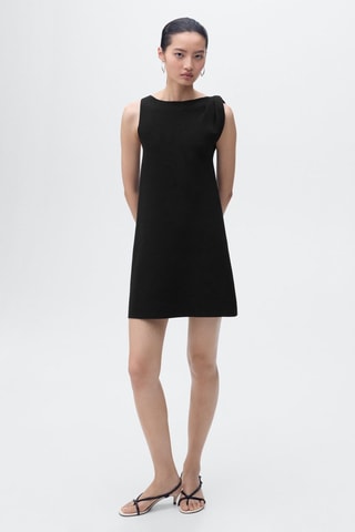 Robe maille bretelles asymétriques - Noir