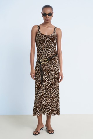 Robe midi léopard - Noir
