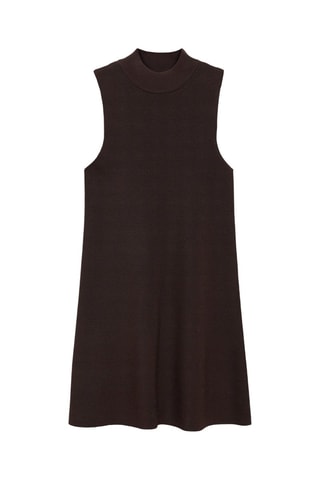Robe maille col montant - Marron