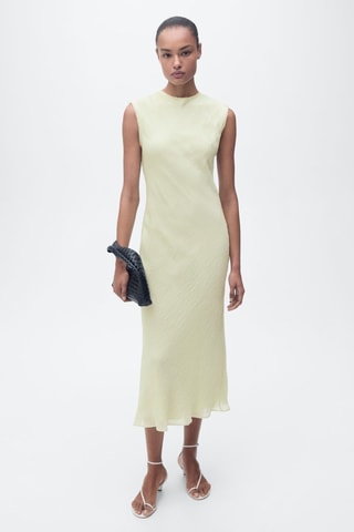 Robe midi effet froissé - Vert