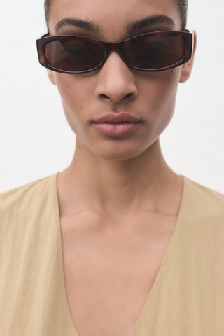 Robe col V avec coutures - Jaune