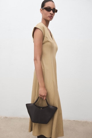 Robe col V avec coutures - Jaune