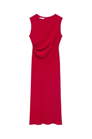 Robe midi froncée - Rouge