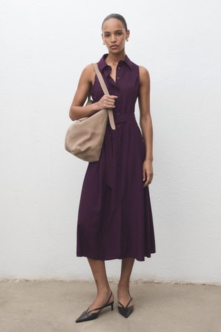 Robe chemisier ceinture - Violet