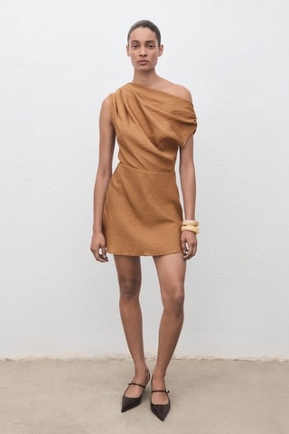 Robe asymétrique drapée - Orange